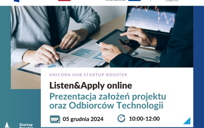 Dołącz do webinaru Listen & Apply: Unicorn Hub Startup Booster!